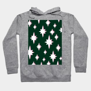 Celestial Stars Pattern in Green, Pink and White Hoodie